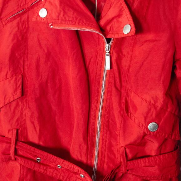 Gina Laura Selection Cropped Moto Jacket Red Belted Size S City Ready - Picture 4 of 11